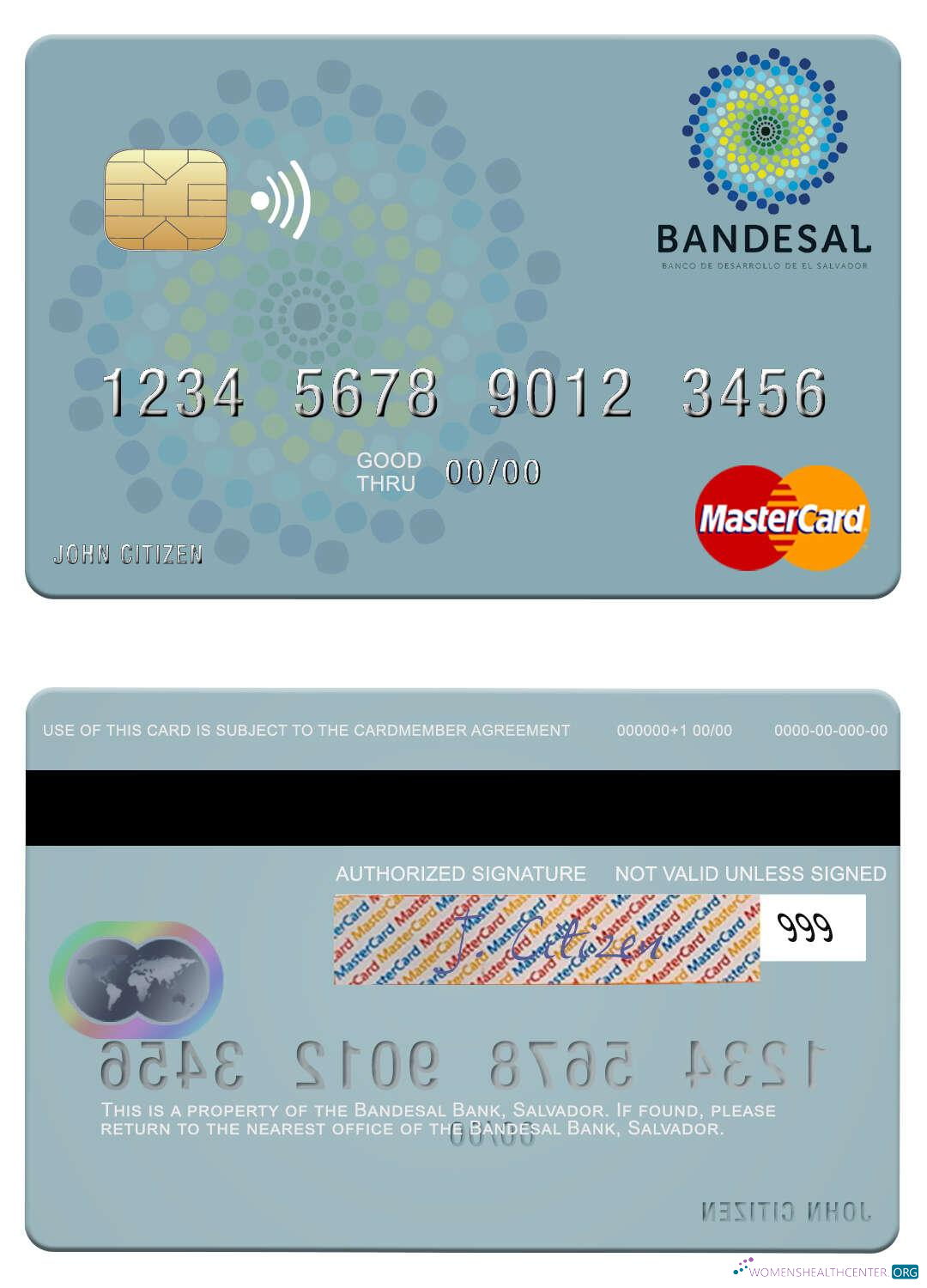 Download Salvador Bandesal Bank mastercard Photoshop template